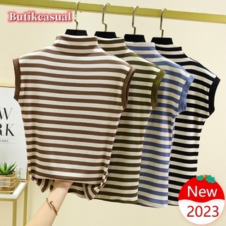 Áo thun nữ sọc tank top mỏng ren không tay mùa hè 2025 dáng ôm vừa vặn áo sơ mi giản dị