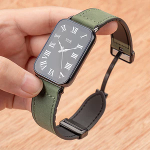 Dây đeo đồng hồ từ tính bằng da gấp cho Xiaomi Miband Band 9 8 Pro 7 Pro Vòng đeo tay thông minh Thay thế dây đeo cổ tay Phụ kiện