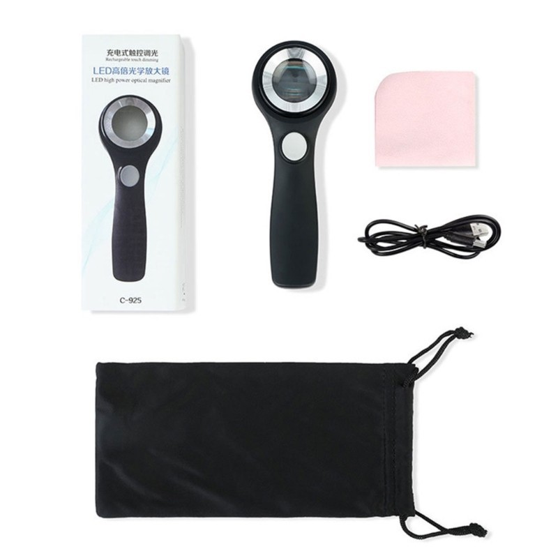 Pcf * Kính lúp 60X Kính lúp Ống kính lúp có đèn LED UV để kiểm tra tem trang sức Magnifi có thể sạc lại