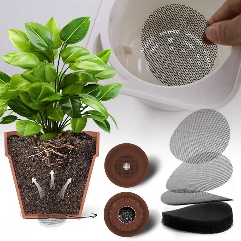 [Đặc sắc] Miếng đệm màn hình thoát nước - Tấm lưới chậu hoa - Thảm lưới đáy cây cảnh - Đệm lưới đất thực vật - Phụ kiện làm vườn - Chống côn trùng, thoáng khí, chống mất, có thể cắt được