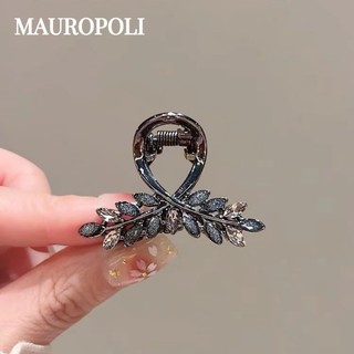 Mauropoli [Sẵn sàng] Súng bắn thủy tinh đen tai lúa mì Kẹp nhỏ dành cho nữ Cao cấp Kẹp tóc gãy tinh tế nửa mảnh Kẹp cá mập trung bình Phụ kiện tóc Niche