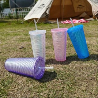 Ly Uống Nước Starbucks 710ml Vân Kim Cương Nhiều Màu, Ly Gai Siêu Đẹp Siêu Cá Tính, 2 Lớp Cách Nhiệt