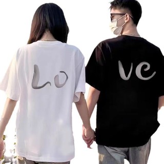 Áo thun ngắn tay nam nữ cotton cho cặp đôi in chữ Love thời trang mới