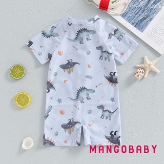 Mg-baby Boy 's Dinosaur Swimsuit Cổ Tròn Nửa Zip Up Tay Ngắn Rash Guard Đồ Bơi Trẻ Sơ Sinh Tập Đi Bộ Đồ Tắm