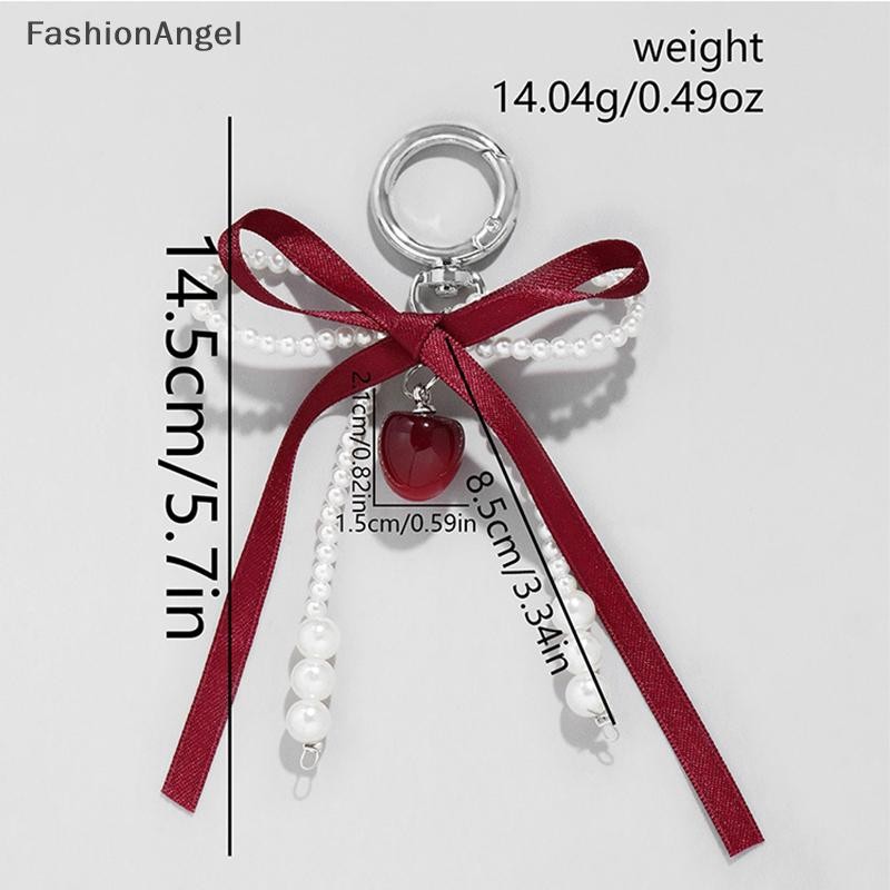 FashionAngel Ngọt Ngào Đỏ Anh Đào Ngọc Trai Móc Khóa Ruy Băng Nơ Móc Khóa Túi Mặt Dây Chuyền Chìa Khóa Trang Trí Cho Người Bạn Thân Nhất Quà Tặng VN