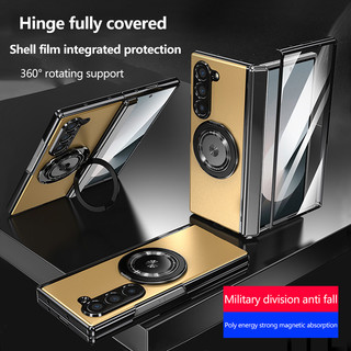Ốp Lưng PC Mờ Cứng Cho Samsung Galaxy Z Fold 6 5 4 3 5G Flip 6 5 4 3 W25 Fold SE Slim 360 ° Giá đỡ xoay Vỏ bảo vệ bản lề vòng từ tính có kính cường lực