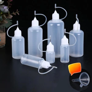 Qiuwu 2 / 5 CÁI 5ml 10ml 20ml 30ml 50ml 60ml 100ml PE Nhựa Squeezable Tip Applicator Chai nhỏ giọt có thể đổ lại với nắp đầu kim cho keo.