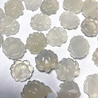 Ngọc trắng chalcedony mã não mặt dây chuyền sen ngọc dệt tua rua phụ kiện trang sức