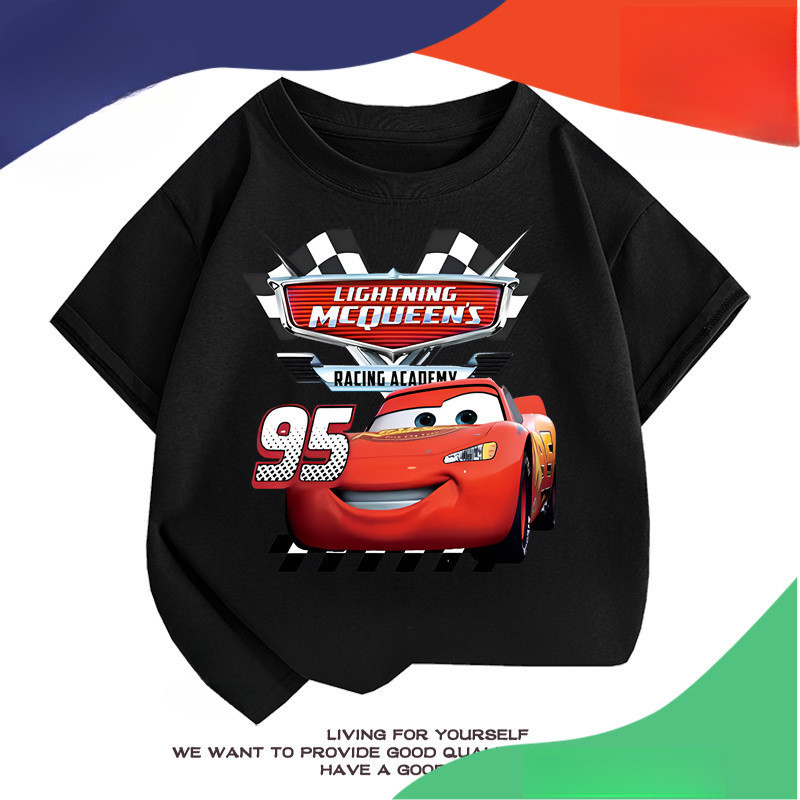 Áo thun trẻ em Flash McQueen 2 Anime, thoải mái, thoáng khí, tay ngắn cho bé trai và bé gái