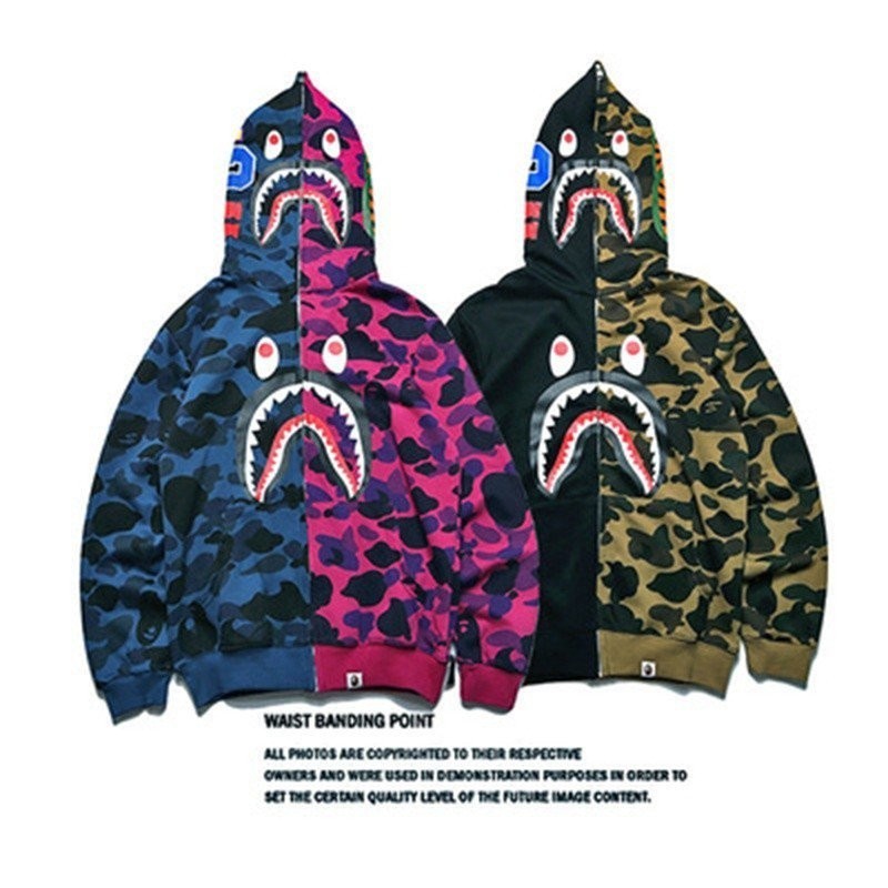 BAPE Áo Khoác Hoodie Họa Tiết Đầu Cá Mập Họa Tiết Rằn Ri NM5Q Cho Nam ...