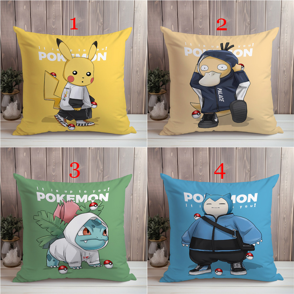 Vỏ Gối Đơn In Hình Pokemon Pikachu Một Mặt Làm Quà Tặng Cho Bé (Không Kèm Lõi)