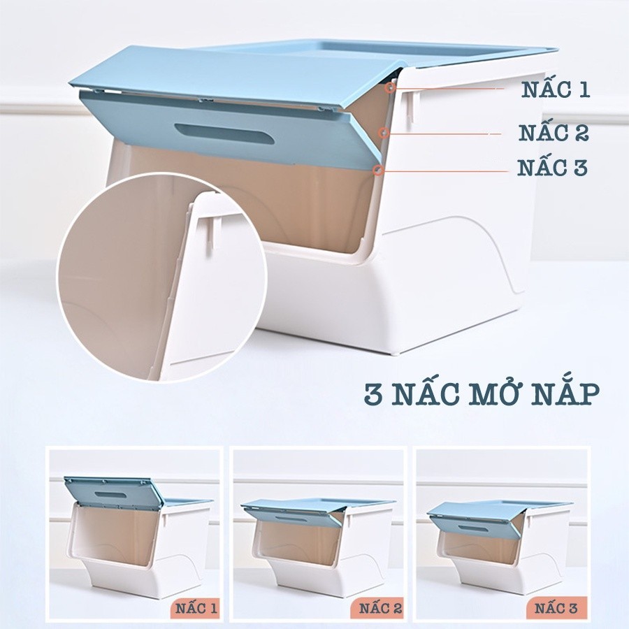 Hộp Nhựa Đựng Đồ Chơi Enoda Home, Thùng Đựng Đồ Chơi Nắp Lật 3 Nấc, Xếp Chồng Chắc Chắn Q011