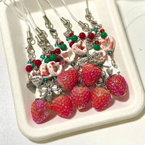 Ff Ngọt Ngào Hình Dâu Trang Sức Hạt Nhựa Mặt Dây Chuyền Làm Đồ Trang Sức Handmade