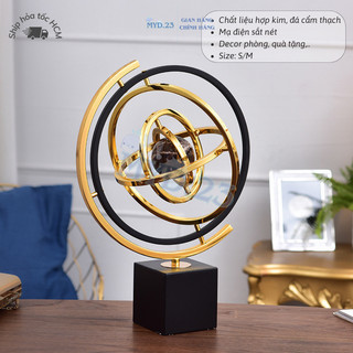 Mô hình Quả Địa cầu Myd.23 Chất liệu hợp kim đá cẩm thạch đế xoay 360 độ Cao cấp Decor Bàn làm việc Văn phòng
