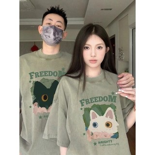 HIIXIIVI Thương Hiệu Mới 100% Cotton Unisex Áo Thun Nữ Tay Ngắn Nam Nữ Baggy Cổ Tròn Rời In Độc Đáo Cặp Đôi Tee