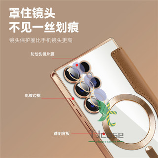 Ốp điện thoại lật bằng da kim cương từ tính cho Samsung S24 S23 Ultra S24 S23 Plus S24 S23 Vỏ ví trong suốt mạ điện pha lê