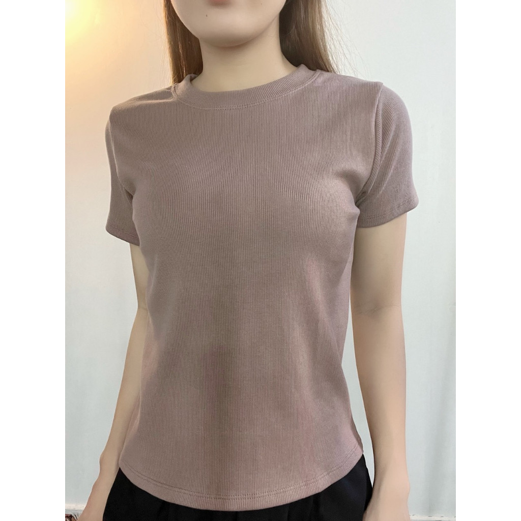 Áo thun nữ trơn dài đủ màu form babytee ôm gọn tôn dáng chất thun gân tăm dày dặn - A193