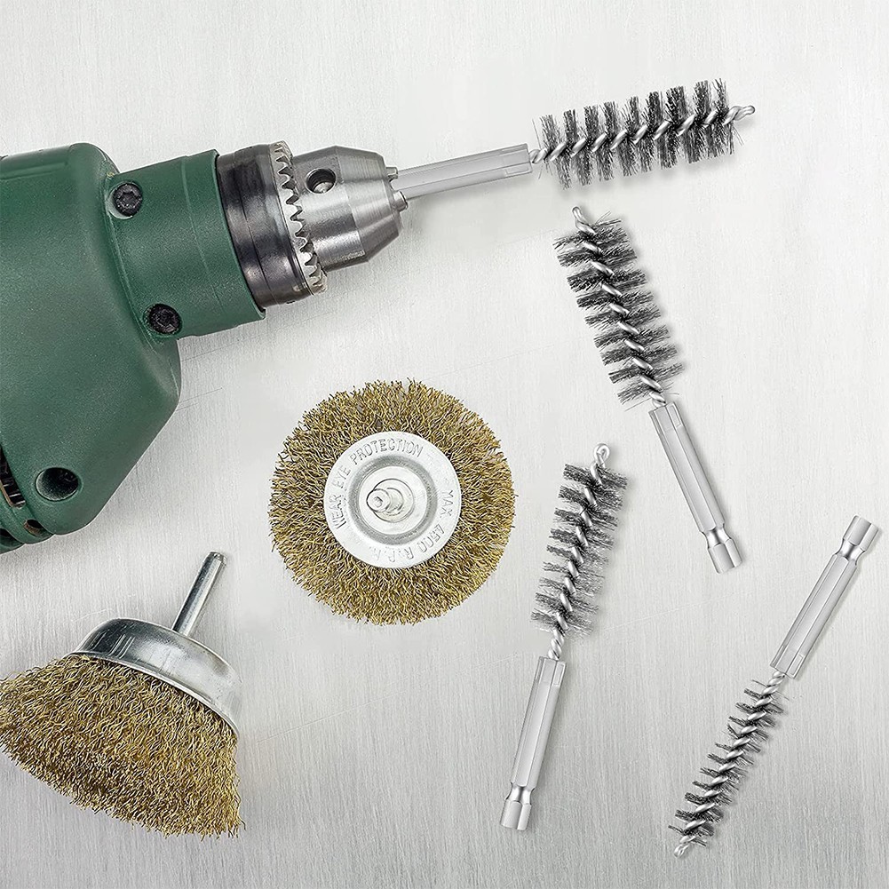 <WELV> Bàn chải làm sạch máy móc ống dây 8-19mm Dụng cụ đánh bóng rửa rỉ sét