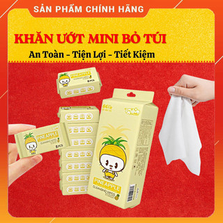 Khăn ướt mini, khăn ướt bỏ túi bịch 8 gói 64 tờ nhỏ gọn tiện lợi siêu xinh