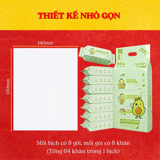 Khăn ướt mini, khăn ướt bỏ túi bịch 8 gói 64 tờ nhỏ gọn tiện lợi siêu xinh