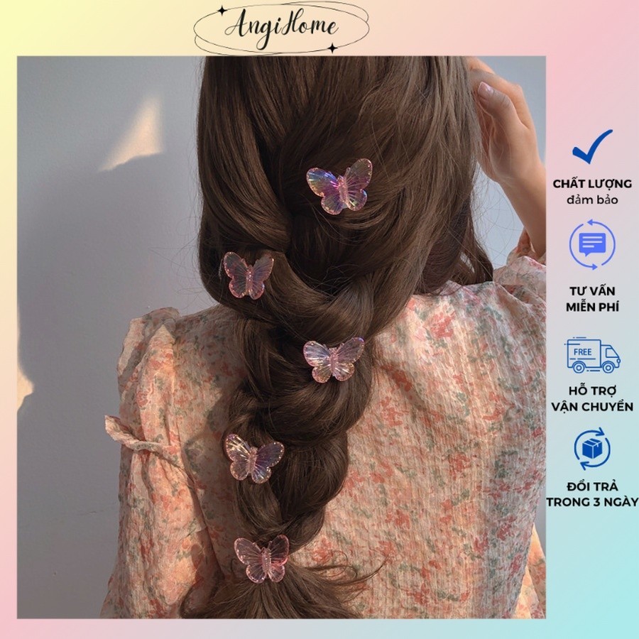 Kẹp Tóc Mái Hình Bướm Nhũ Đổi Màu Tiểu Thư Thanh Lịch Sang Trọng Phụ Kiện Tóc Nữ ANGIHOME