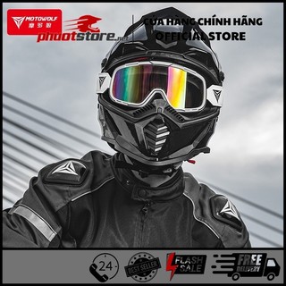 Kính dây Motowolf Chính Hãng Gắn Mũ Bảo Hiểm_ KÍnh cào cào Motowolf