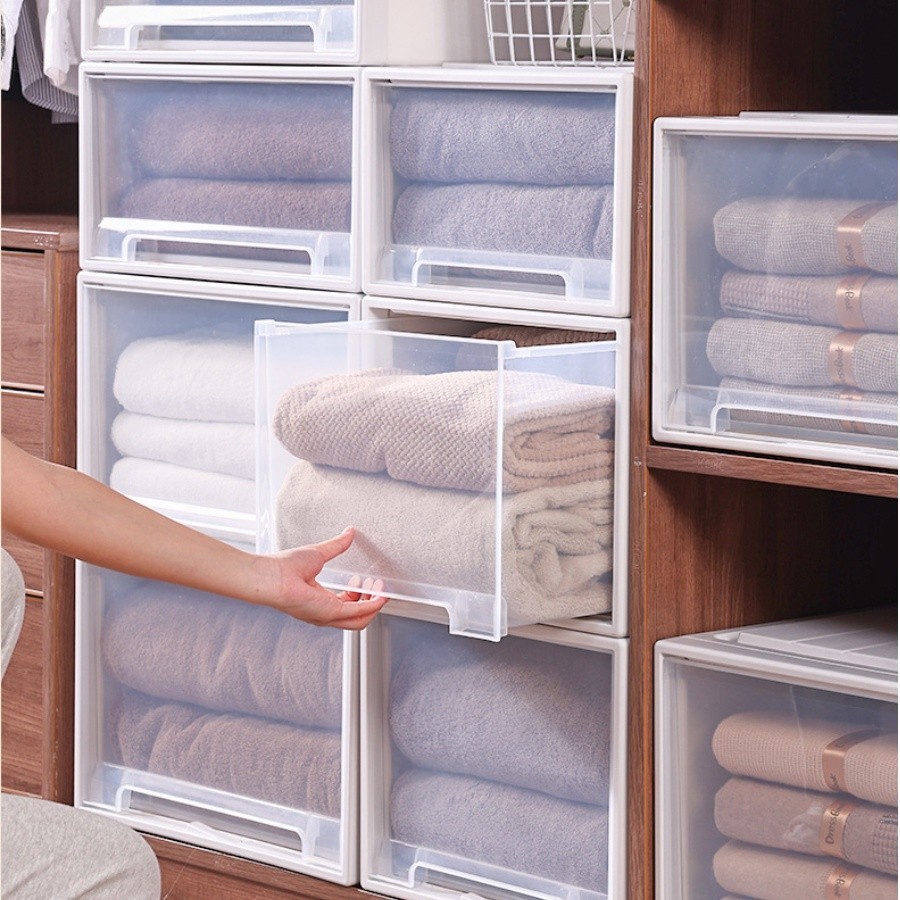 Hộp Ngăn Kéo Đựng Quần Áo 45L Enoda Home, Hộp Lưu Trữ Đồ Đạc Dạng Ngăn Kéo Nhựa Cao Cấp Dày Dặn Q006