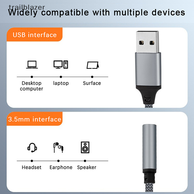 Trailblazer USB Bên Ngoài Card Âm Thanh Jack 3.5 Mm Nữ Bộ Chuyển Đổi Âm Thanh Tai Nghe Micphone Bộ Chuyển Đổi Âm Thanh Cho PC Laptop USB Sang 3.5 Mm Cáp Âm Thanh Mới