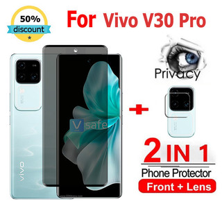 2 in 1 Kính cường lực Vivo V30 Pro cường lực bảo vệ chống gián điệp bảo vệ màn hình phủ đầy đủ cho Vivo Y27S V27e V29e V27 V29 Y78 Y22s Y22 Y27 Y36 V23e X90 X100 Pro 5G Glass Film Camera Protecto