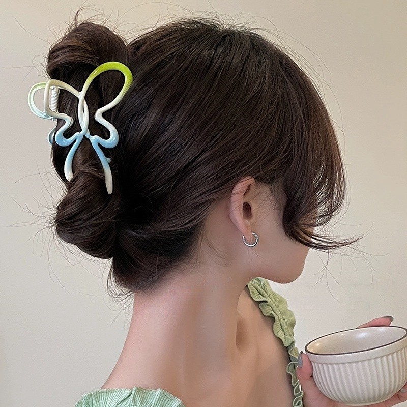 [Yunyuan] Bướm Rỗng Màu Gradient Nữ Kẹp Dây Lớn Hàng Ngày Kẹp Tóc Phụ Kiện Tóc