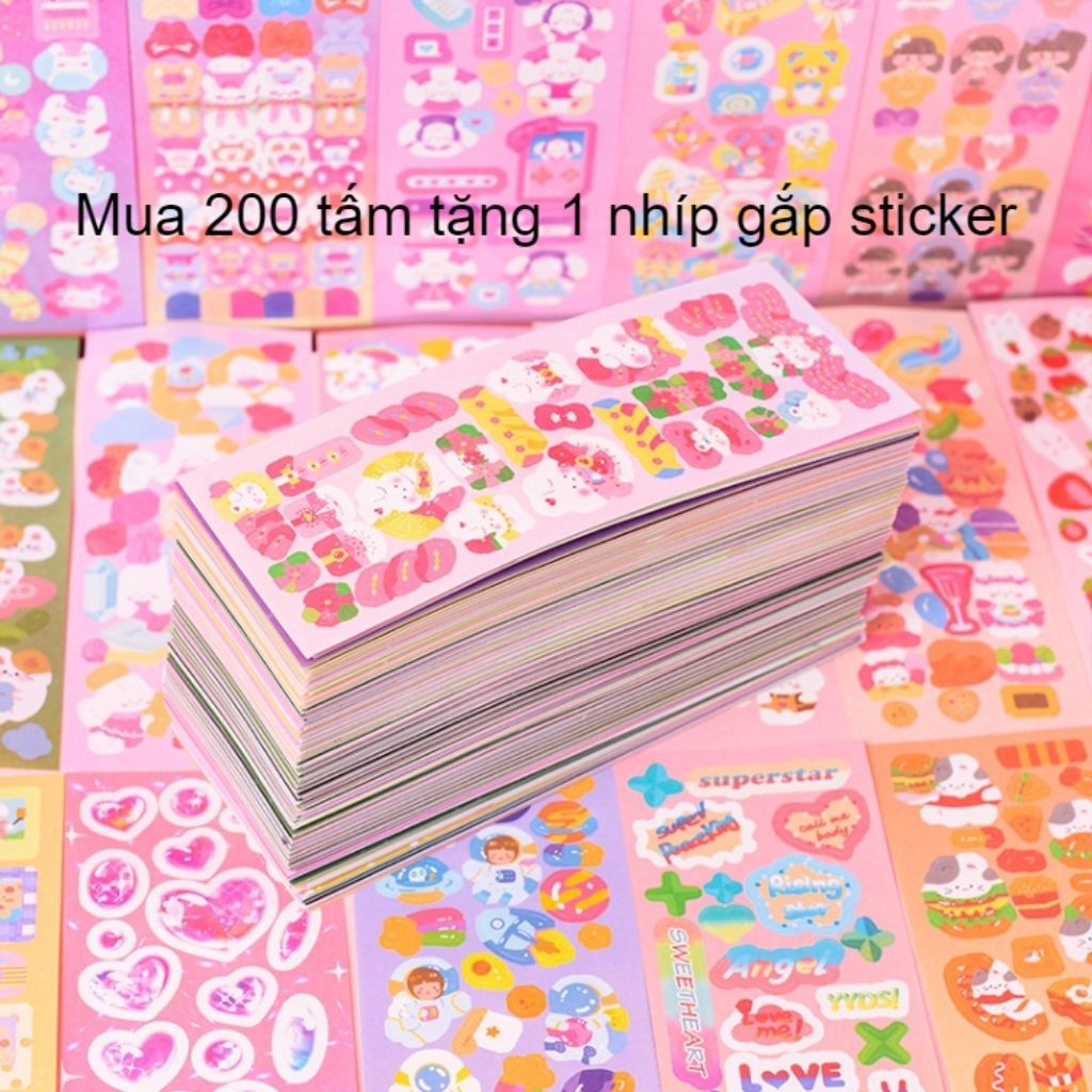 Mua 200 tấm tặng 1 nhíp gắp - Set 100 tấm sticker lấp lánh dài 13x4,5cm ...