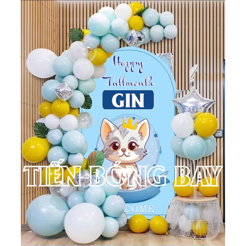 [ Tặng Kèm Đồ Trang Trí ] Set Bóng Bay Trang Trí Sinh Nhật In Ảnh In Tên Bé Trai - Tiến Bóng Bay
