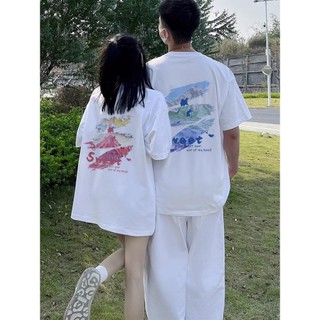 HIIXIIVI Thương Hiệu Mới 100% Cotton Unisex Áo Thun Nữ Tay Ngắn Nam Nữ Baggy Cổ Tròn Rời In Độc Đáo Cặp Đôi Tee