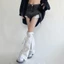 YOI Girls Punk Denims Leg Warmers Y2K Crosses Jean loe Chân Tay Goth Baggy Cuffs Mắt Cá Chân Heap Tất JK Ống Giữa S