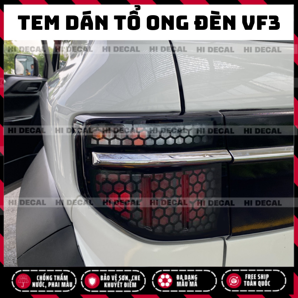 Tem đèn xe VF3, Decal dán Đèn Tổ Ong Vinfast VF3 trang trí đèn xe bền màu, chống nước