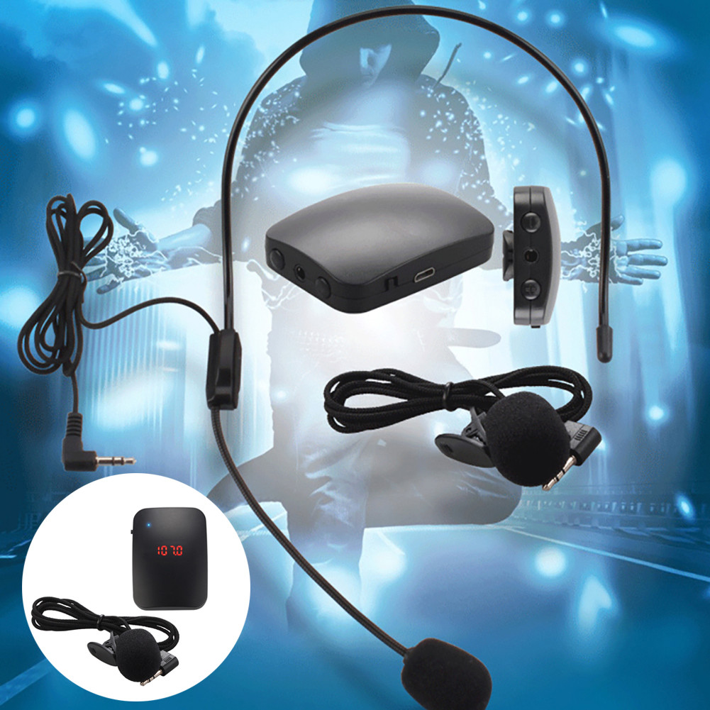 [Ky] Micro không dây Bộ phát đài FM Tai nghe Vòng cổ Hướng dẫn du lịch Clip-On MIC