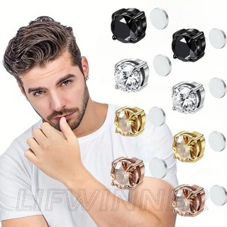 Sfse - Móng tay tai pha lê tỏa sáng - Bông tai kẹp nam châm - Thanh lịch - Bông tai đính đá Zircon tròn - Bộ bông tai kẹp chống xuyên - Từ tính - Dành cho nam nữ - Phụ kiện trang sức