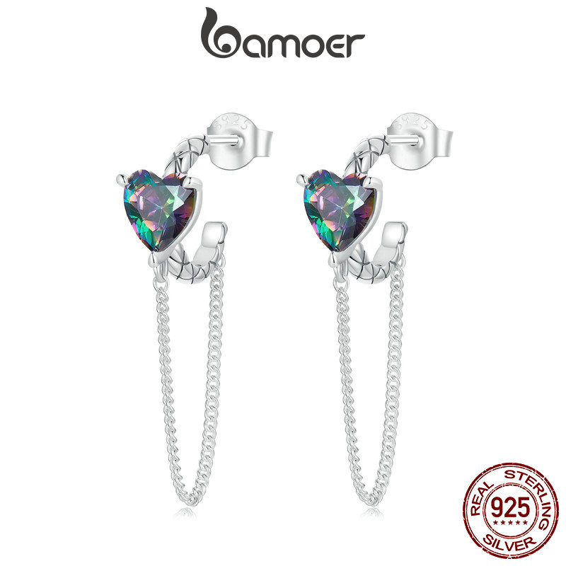 Bamoer 925 Sterling Sliver Bông Tai Thiết Kế Đầy Sao Quà Tặng Trang Sức Cho Nữ