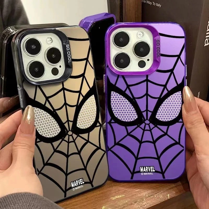 Vỏ Tương Thích Cho IPhone 15 14 13 12 11 Pro Max XS X XR 8 7 Plus Sang Trọng Người Nhện Mờ Mặt Sau Cứng Chống Sốc