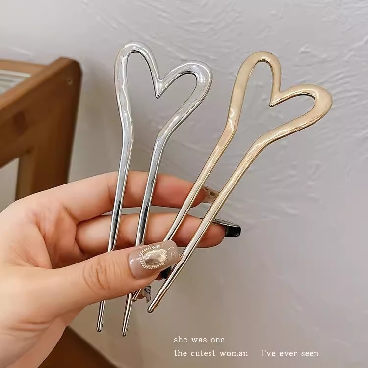 Kẹp tóc trái tim kim loại phong cách Trung Quốc Kẹp tóc nữ