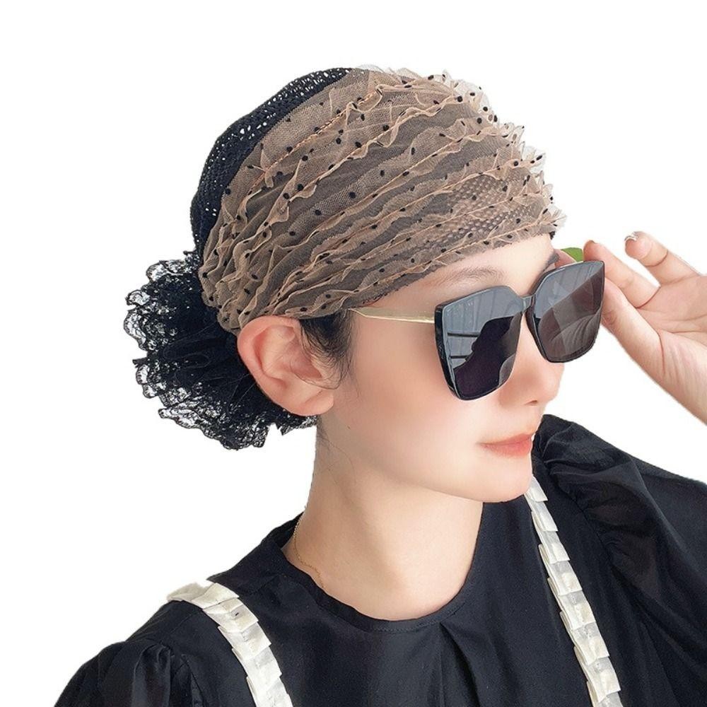 Khăn trùm đầu SIMPLEAID, Mũ xếp ren thanh lịch, Mũ che tóc thoáng khí thời trang mùa hè dành cho nữ
