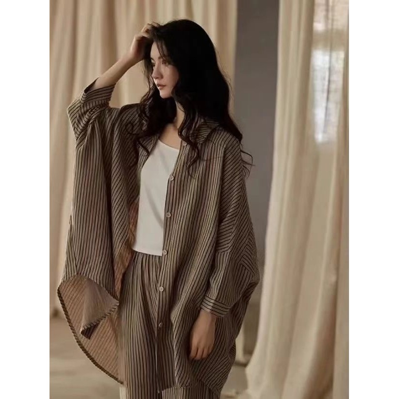 150kg Bộ Đồ Ngủ Kích Thước Lớn Nữ Rời Ôm Hơn Nhìn Xuân Thu Mỏng Thường Ngày Loungewear