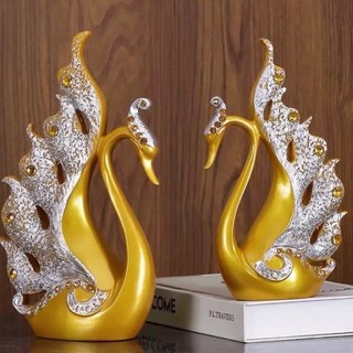 Tượng Cặp Đôi Thiên Nga Bunnies trang Trí decor phòng khách phòng ngủ kệ tủ quà tặng đám cưới Tân gia khai trương
