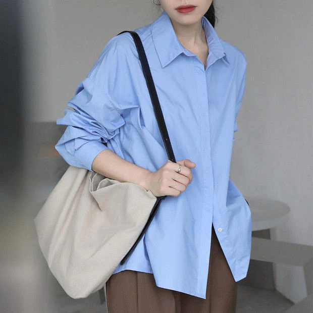 S-XXL Áo Sơ Mi Dài Tay Nữ Áo Sơ Mi Màu Trơn Áo Sơ Mi Công Sở Hàng Đầu Phiên Bản Hàn Quốc Áo Sơ Mi Màu Trơn Nữ Áo Sơ Mi Dài Tay Đơn Giản OL Đáy Áo Sơ Mi Trắng Nữ Rời Phù Hợp Với Mùa Xuân Thu Thiết Kế T