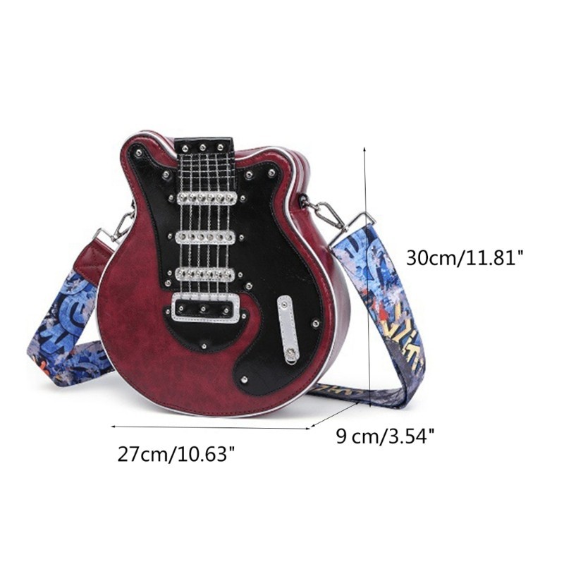 Vic Túi Đeo Vai Nhỏ Hình Đàn Guitar Sáng Tạo Túi Đeo Ngang Dây Kéo Túi PU