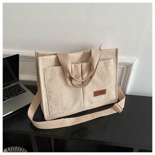 HOBBYIN Túi Tote, Túi đeo vai vải nhung dung tích lớn nhiều túi, Túi đeo vai vải nhung có tay cầm hàng đầu sành điệu