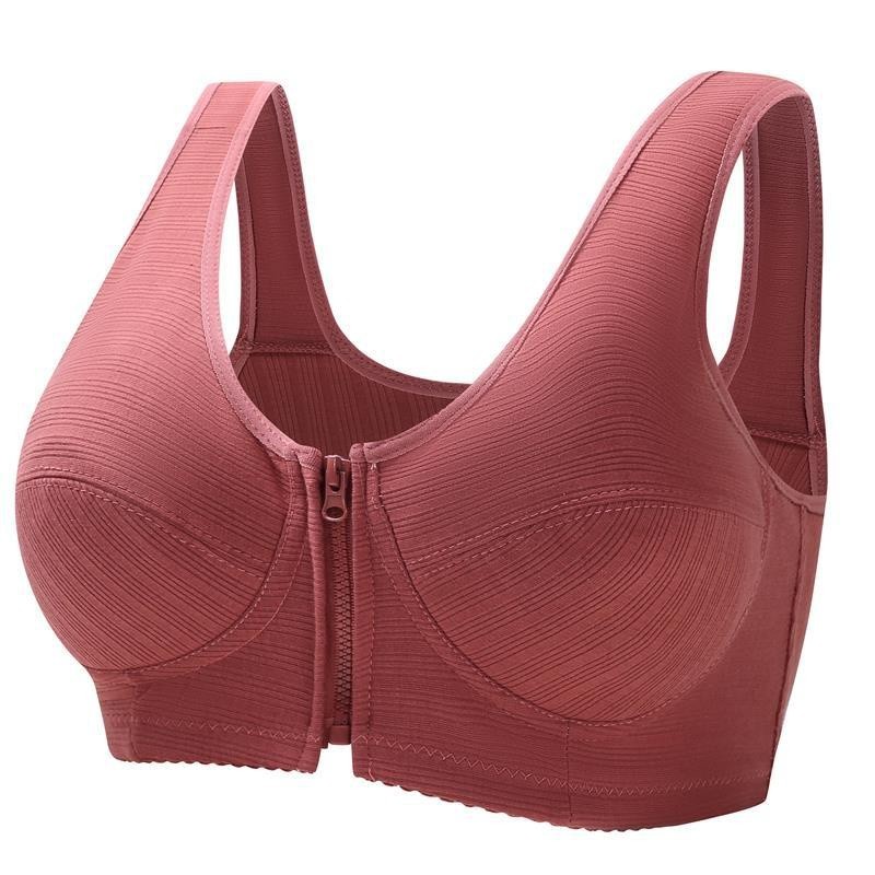 36-46 Cốc cotton mềm có khóa kéo phía trước dành cho người trung niên và người già đồ lót nữ không dây vest phong cách áo ngực lớn mới