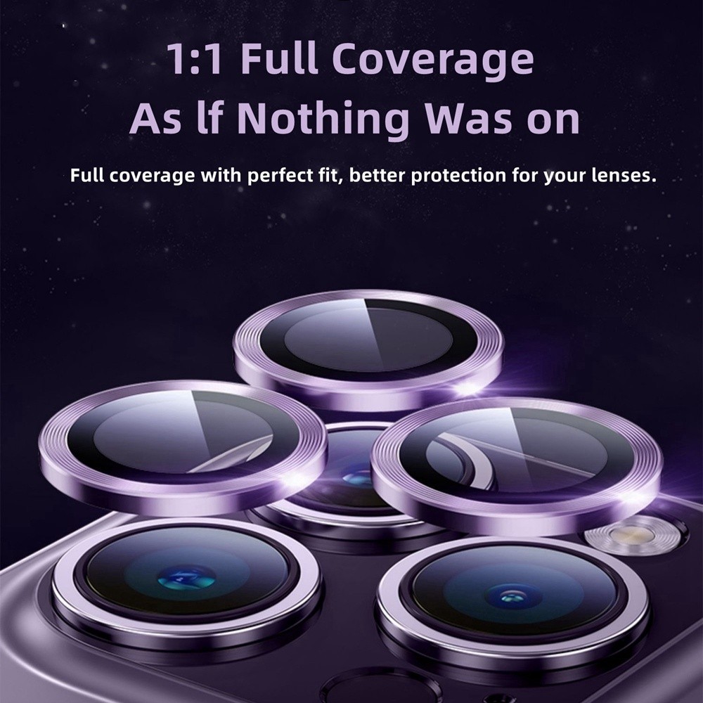 Bảo Vệ Ống Kính Máy Ảnh Đa Màu Dazzling Cho iPhone 17ProMax 17Air 16 15 14 13 12 11 Full Cover Kính Cường Lực Bảo Vệ Camera Phim
