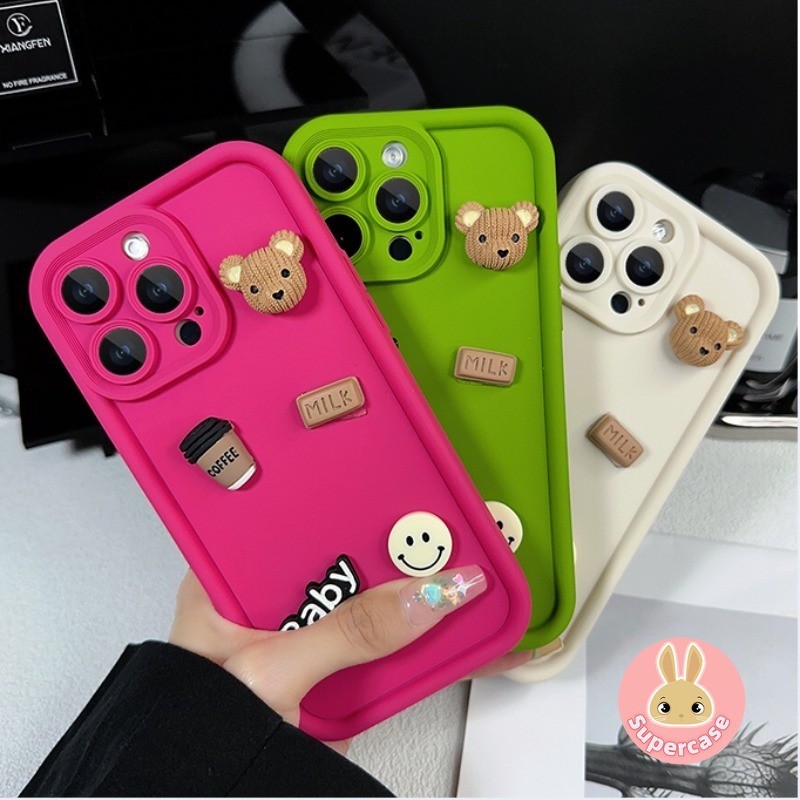 Ốp Điện Thoại Gấu Cười Dễ Thương Cho Redmi 15 15C 15R Note 15 14 14S Pro Plus Turbo 4 3 K80 Pro Ultra A5 5G 4G Vỏ Mềm 3D Cà Phê Vỏ Điện Thoại Chống Sốc