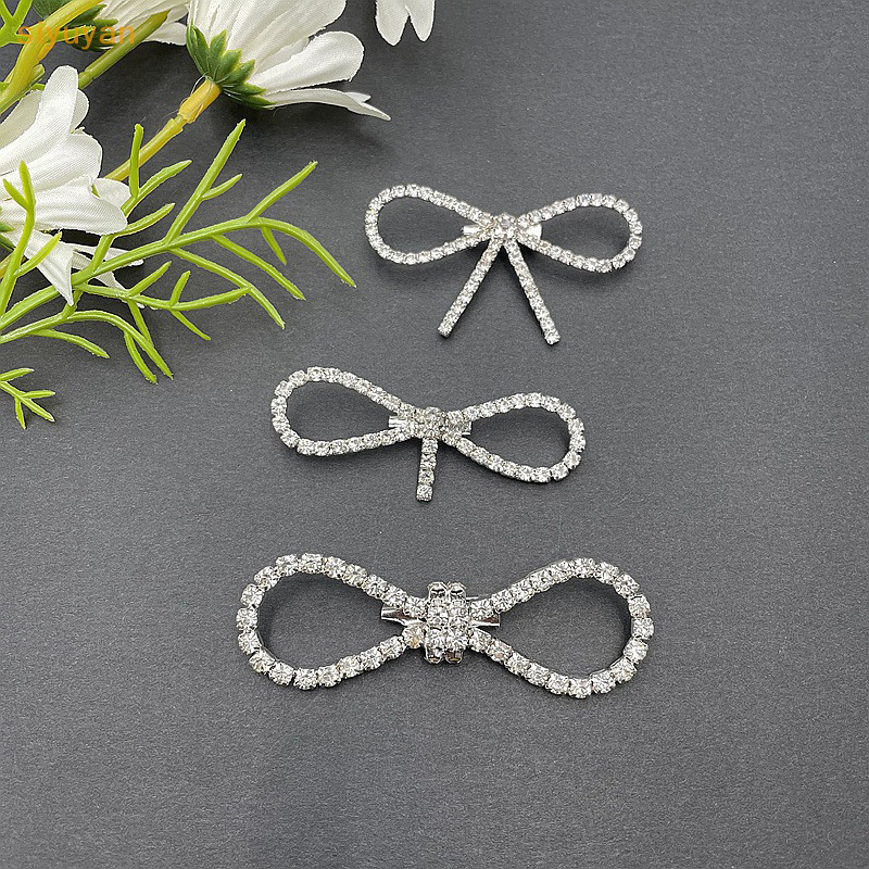 Siyuyan Thời Trang Sáng Bóng Kim Cương Giả Nơ Khóa Ngọc Trai sel Pin Kim Cương Khóa DIY May Giày Túi Đính Phụ Kiện Cưới Quà Tặng VN
